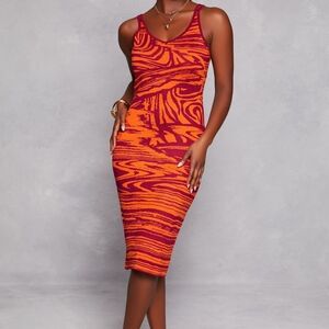 Vibrant Orange and Purple Patterned Dress